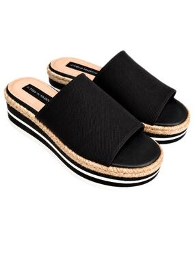 Steve Madden LILIE Black Platform Espadrille Slide Sandals Women’s Size 7.5